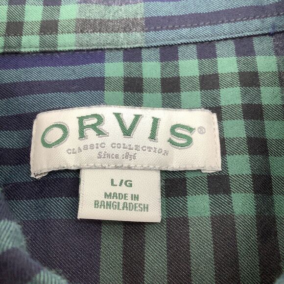 Orvis Mens‎ Long Sleeve Button Up Heavy Cotton Shirt Plaid Size Large - Picture 4 of 6
